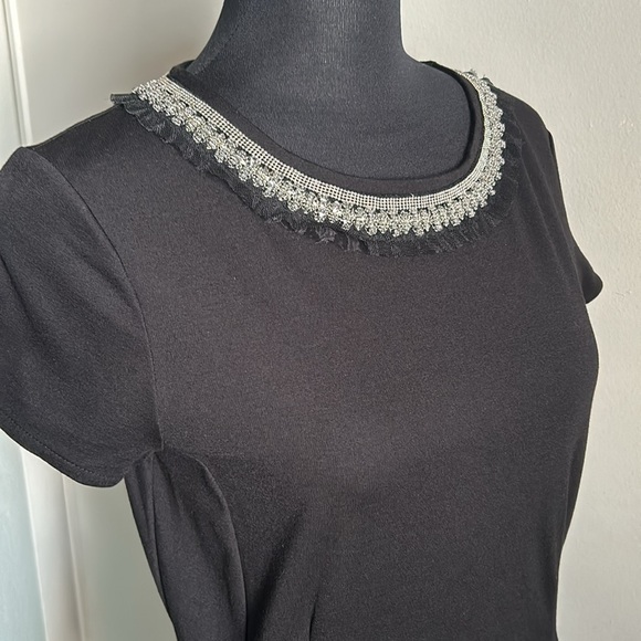 Banana Republic Dressy Jewel Embellished Neck Tailored Peplum Blouse - Picture 4 of 11